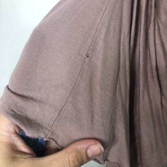 Anthropologie Deletta Blouse Mauve Tan Drape Layer Tank Side Gather Top S - Picture 9 of 11